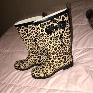 Cheetah print rain boots